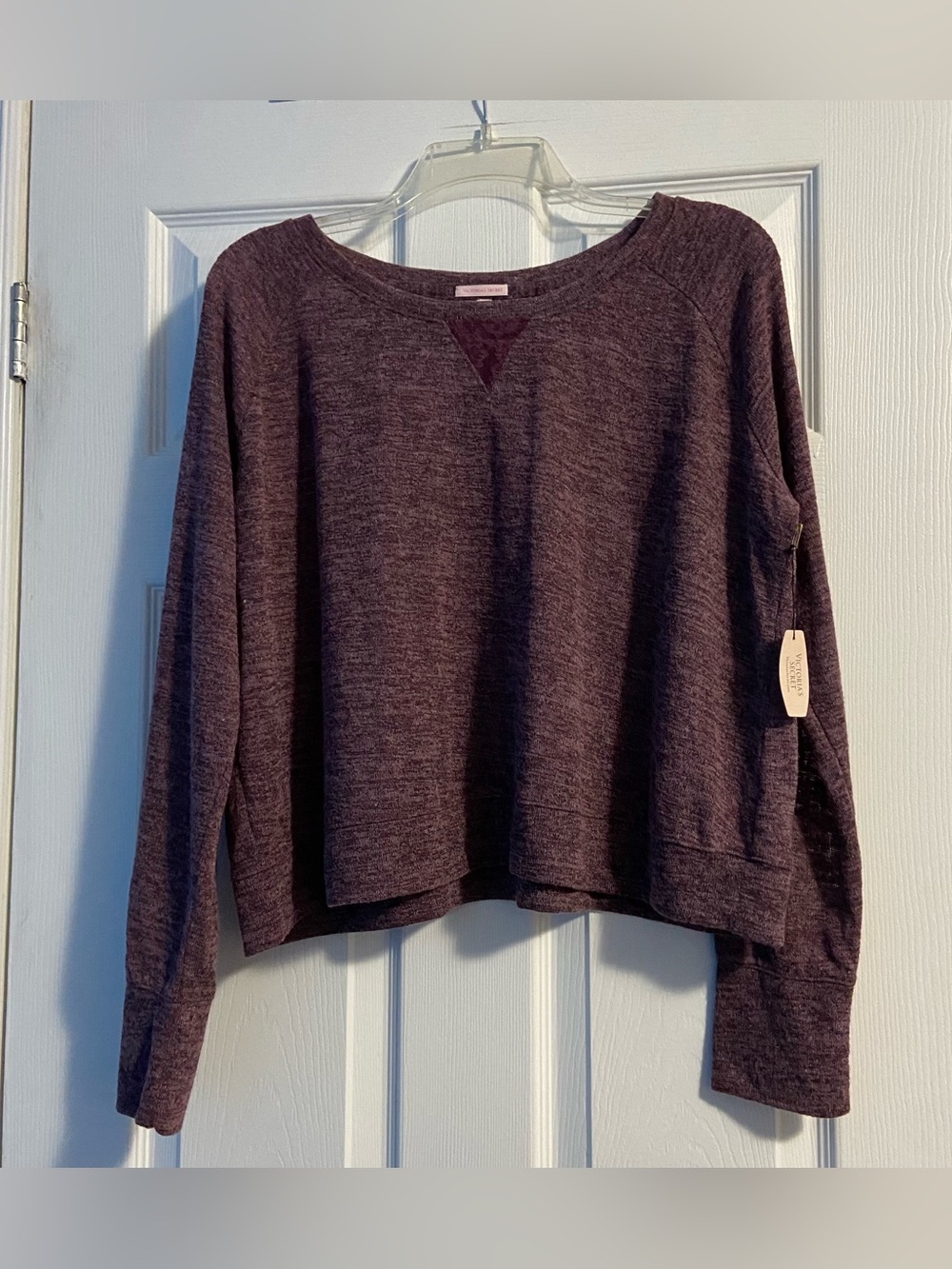 Victoria's Secret Women’s Purple Lightweight Semi Cropped Long Sleeve Top Size L